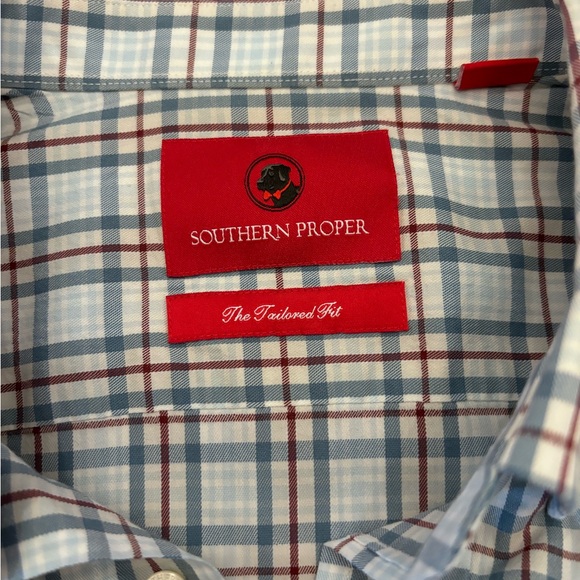 Southern Proper Henning Shirt In Blue Stone/Truffle Paid Size M - Picture 3 of 8